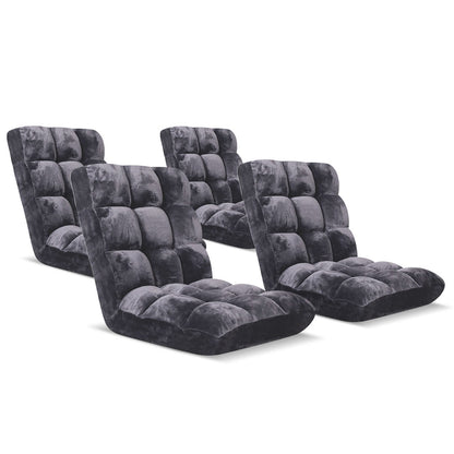 SOGA 4X Floor Recliner Folding Lounge Sofa Futon Couch Folding Chair Cushion Grey-Recliner Chair-PEROZ Accessories