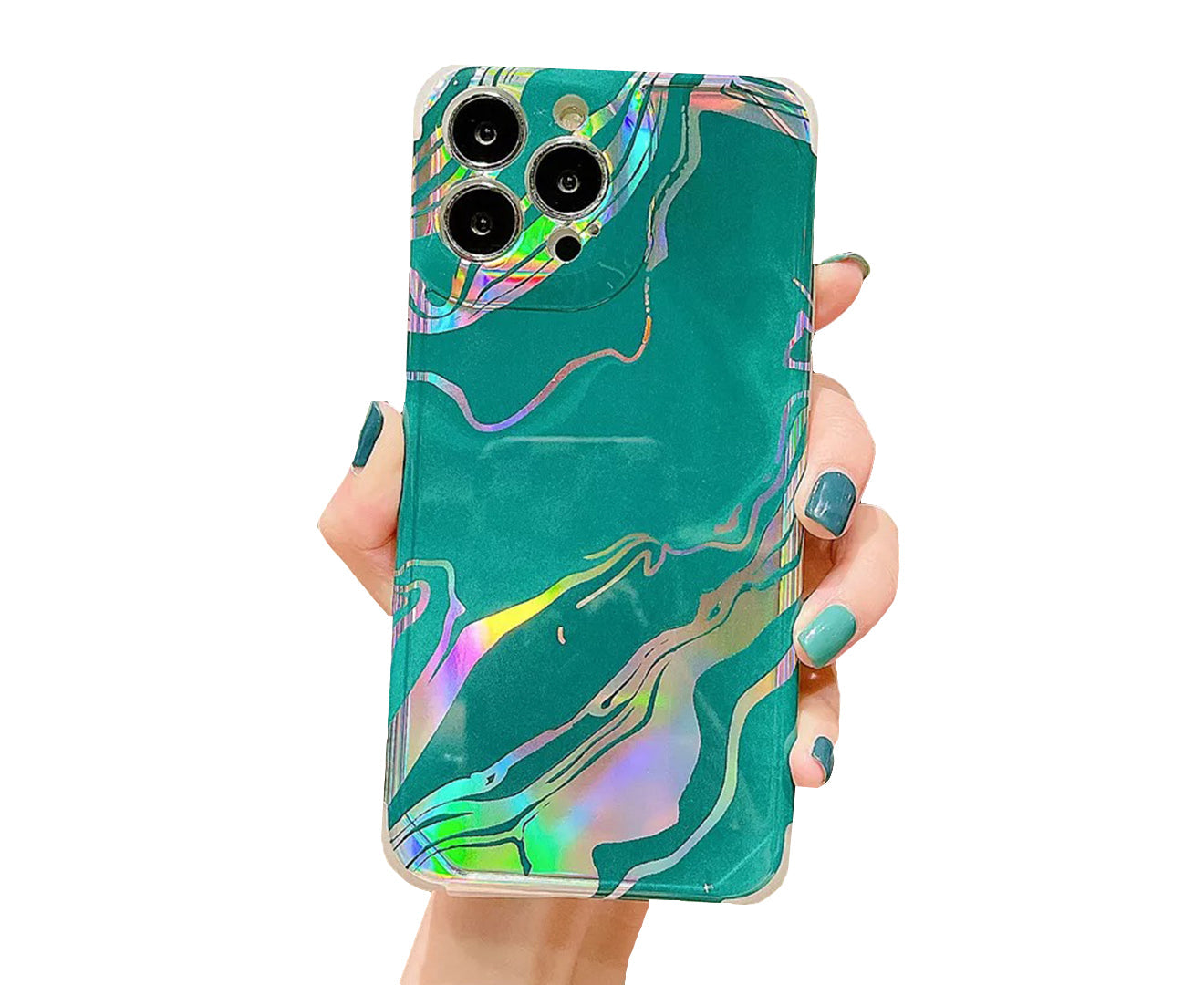 Anymob iPhone Case Green Laser Marble Shockproof Firm Flex Mobile Cover For iPhone 13 12 11 Pro Max Compatible-Mobile Phone Cases-PEROZ Accessories