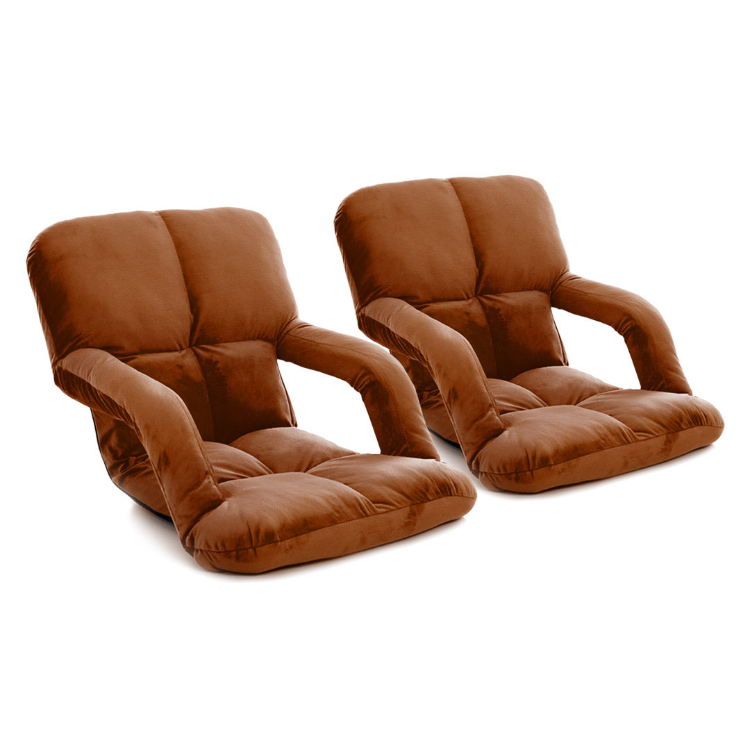 SOGA 2X Foldable Lounge Cushion Adjustable Floor Lazy Recliner Chair with Armrest Coffee - Kid-Recliner Chair-PEROZ Accessories