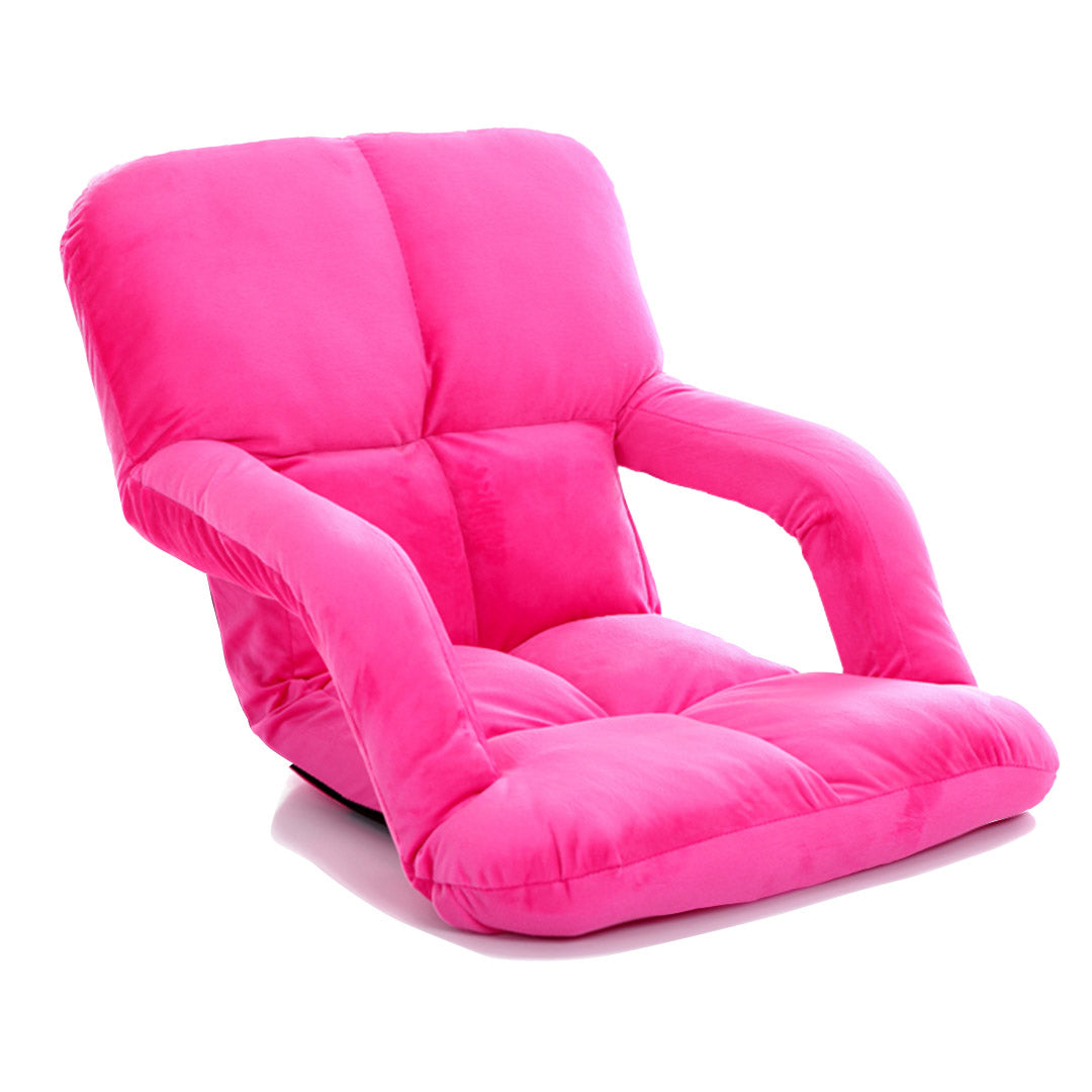 SOGA Foldable Lounge Cushion Adjustable Floor Lazy Recliner Chair with Armrest Pink - Kid-Recliner Chair-PEROZ Accessories