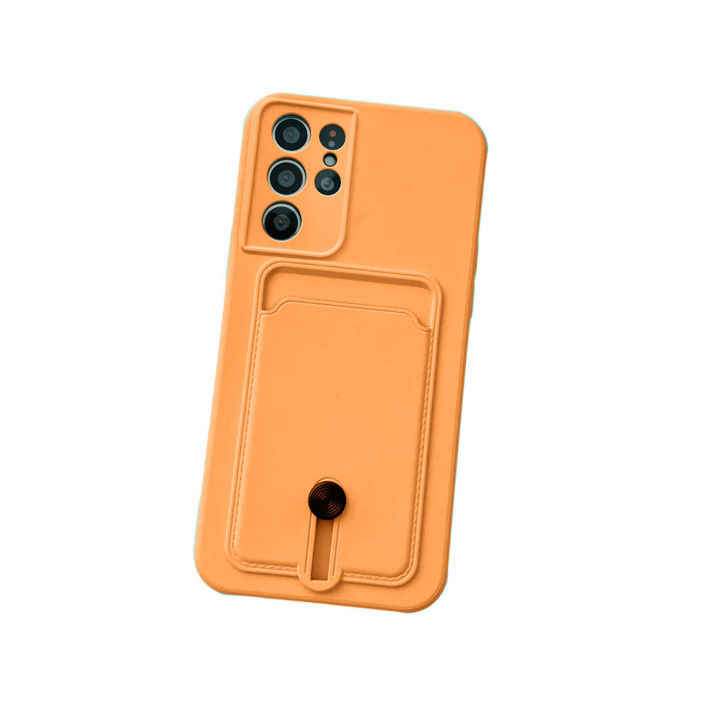 Anymob Samsung Orange Phone Case Soft Silicone Card Slots Cover-Mobile Phone Cases-PEROZ Accessories