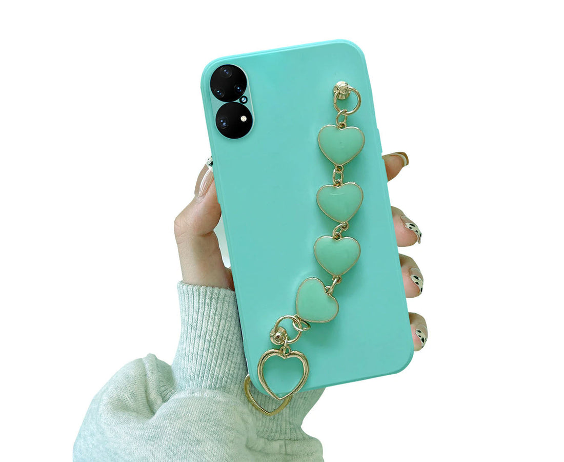 Anymob Huawei Phone Case Bluegreen Heart Shape Strap Soft Silicone Back Cover-Mobile Phone Cases-PEROZ Accessories