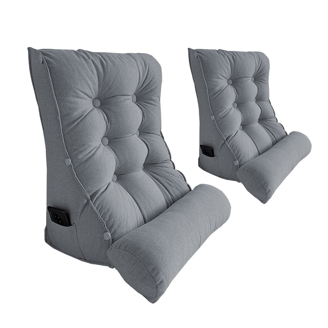 SOGA 2X 45cm SilverTriangular Wedge Lumbar Pillow Headboard Backrest Sofa Bed Cushion Home Decor-Headboard Pillow-PEROZ Accessories