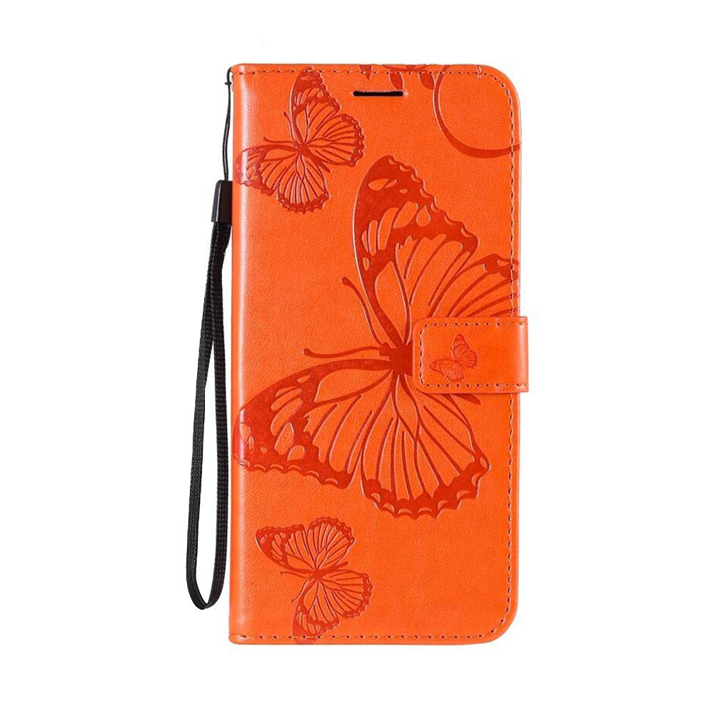 Anymob Samsung Case Orange Butterfly Luxury Wallet Phone Flip Leather Cover With Card Slot Protection-Mobile Phone Cases-PEROZ Accessories
