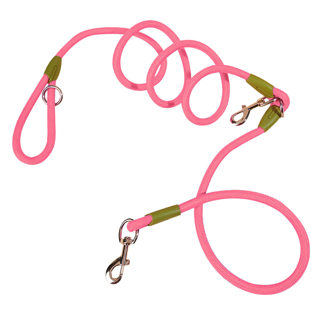 SOGA 220cm Multifunction Hands Free Rope Pet Cat Dog Puppy Double Ended Leash for Walking Training Tracking Obedience Pink-Dog Collars-PEROZ Accessories