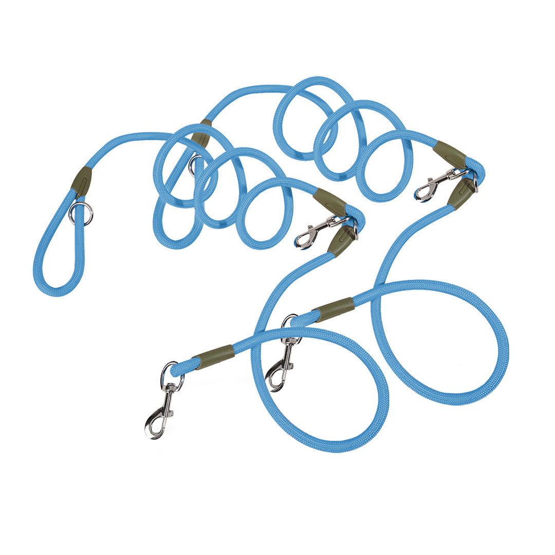 SOGA 2X 220cm Multifunction Hands Free Rope Pet Cat Dog Puppy Double Ended Leash for Walking Training Tracking Obedience Blue-Dog Collars-PEROZ Accessories