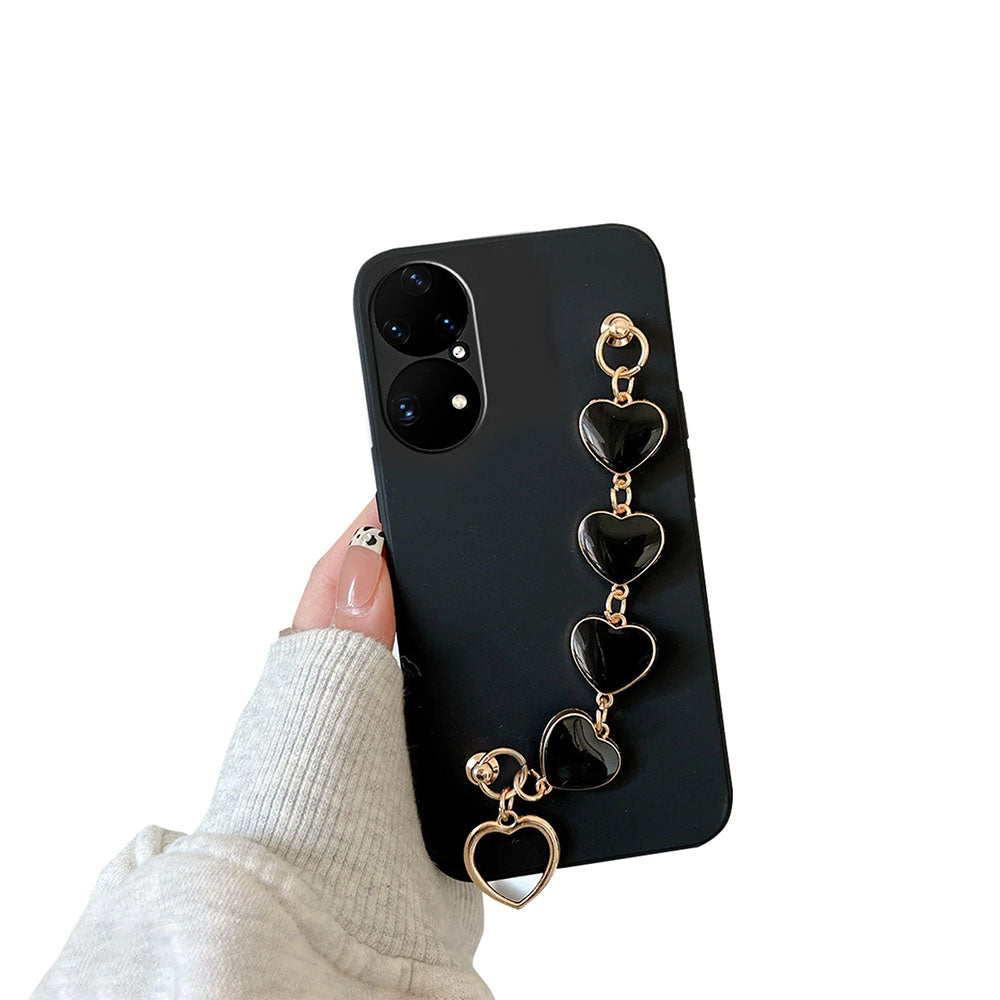 Anymob Huawei Phone Case Black Heart Shape Strap Soft Silicone Back Cover-Mobile Phone Cases-PEROZ Accessories