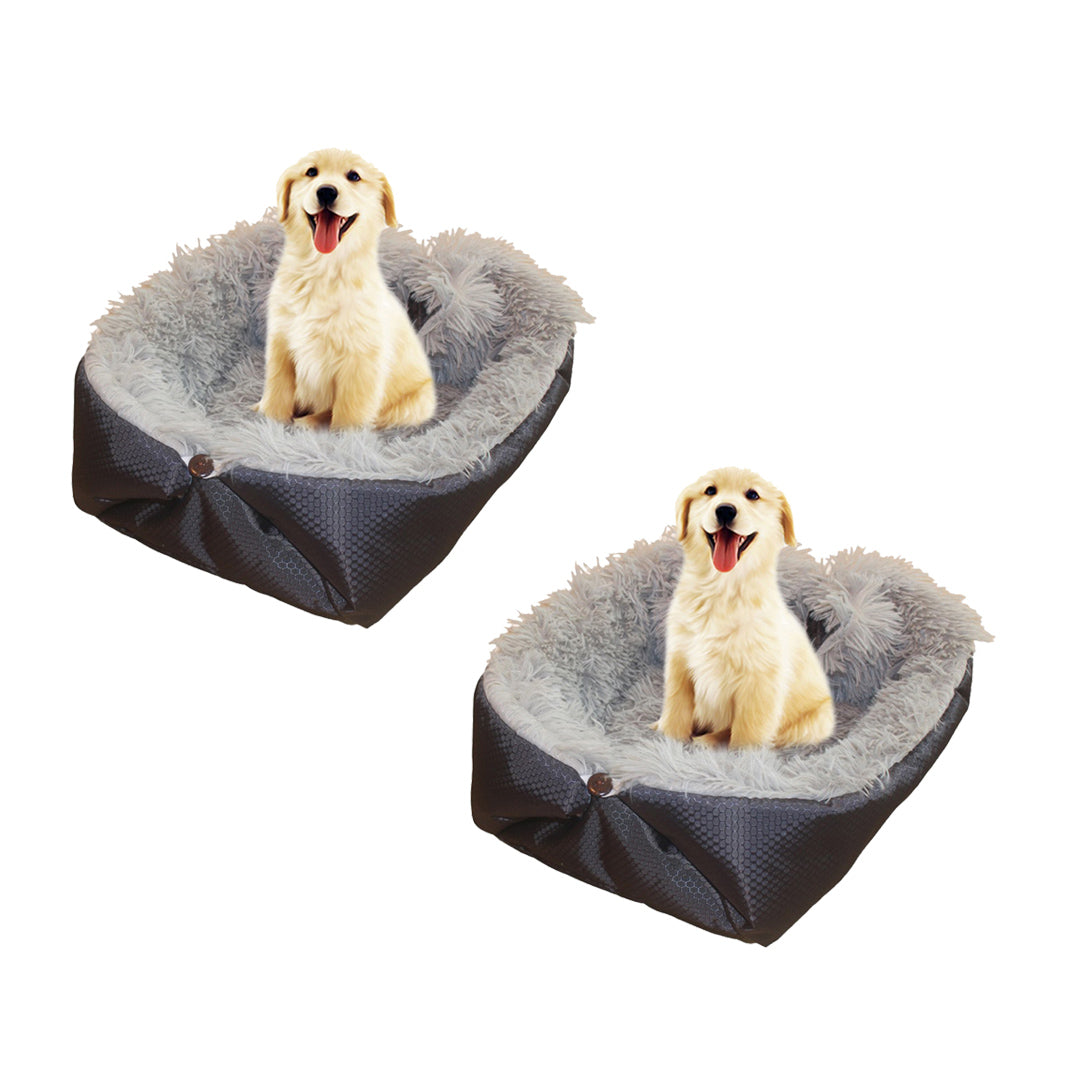SOGA 2X Black Dual purpose Cushion Nest Cat Dog Bed Warm Plush Kennel Mat Pet Home Travel Essentials-Pet Carriers &amp; Travel Products-PEROZ Accessories