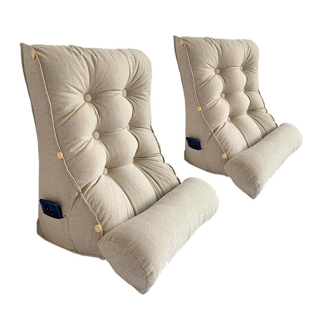 SOGA 2X 60cm White Triangular Wedge Lumbar Pillow Headboard Backrest Sofa Bed Cushion Home Decor-Headboard Pillow-PEROZ Accessories