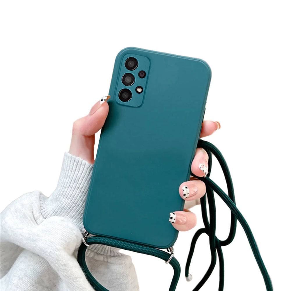 Anymob Samsung Phone Case Dark Green Crossbody Necklace Lanyard- A50 51 71 32 325F 326B 24 52 52S 72 10S 20S 30S 21S 13 33 53 73-Mobile Phone Cases-PEROZ Accessories