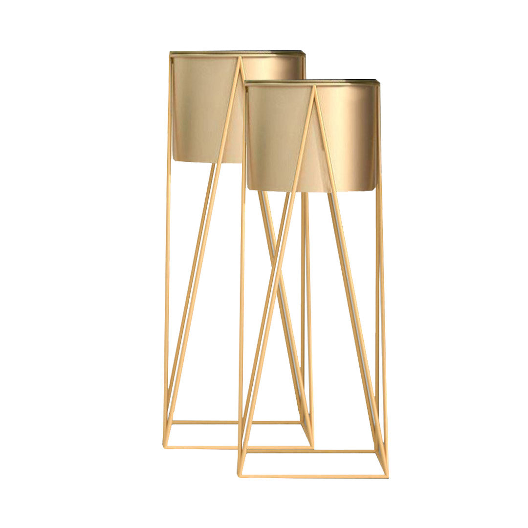 SOGA 2X 50cm Gold Metal Plant Stand with Gold Flower Pot Holder Corner Shelving Rack Indoor Display-Indoor Pots, Planters and Plant Stands-PEROZ Accessories