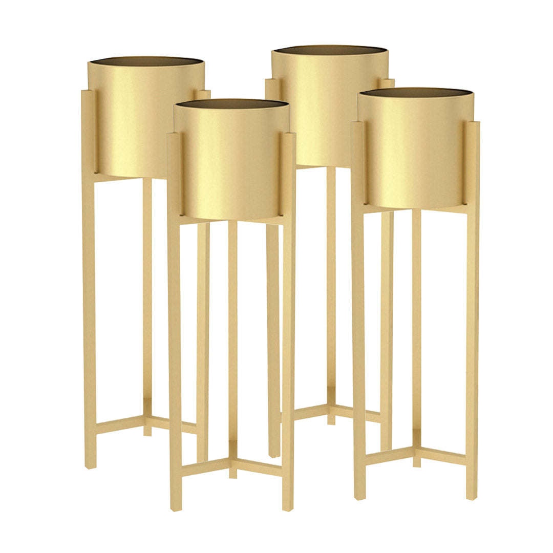 SOGA 4X 75cm Gold Metal Plant Stand with Flower Pot Holder Corner Shelving Rack Indoor Display-Indoor Pots, Planters and Plant Stands-PEROZ Accessories