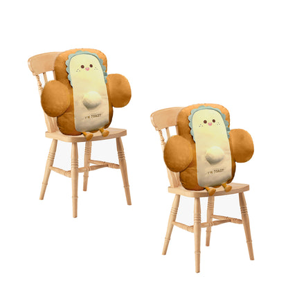 SOGA 2X 58cm Cute Face Toast Bread Cushion Stuffed Car Seat Plush Cartoon Back Support Pillow Home Decor-Chair &amp; Sofa Cushions-PEROZ Accessories