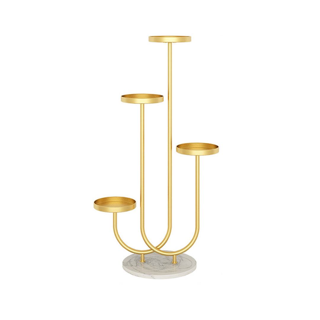 SOGA U Shaped Plant Stand Round Flower Pot Tray Living Room Balcony Display Gold Metal Decorative Shelf-Indoor Pots, Planters and Plant Stands-PEROZ Accessories