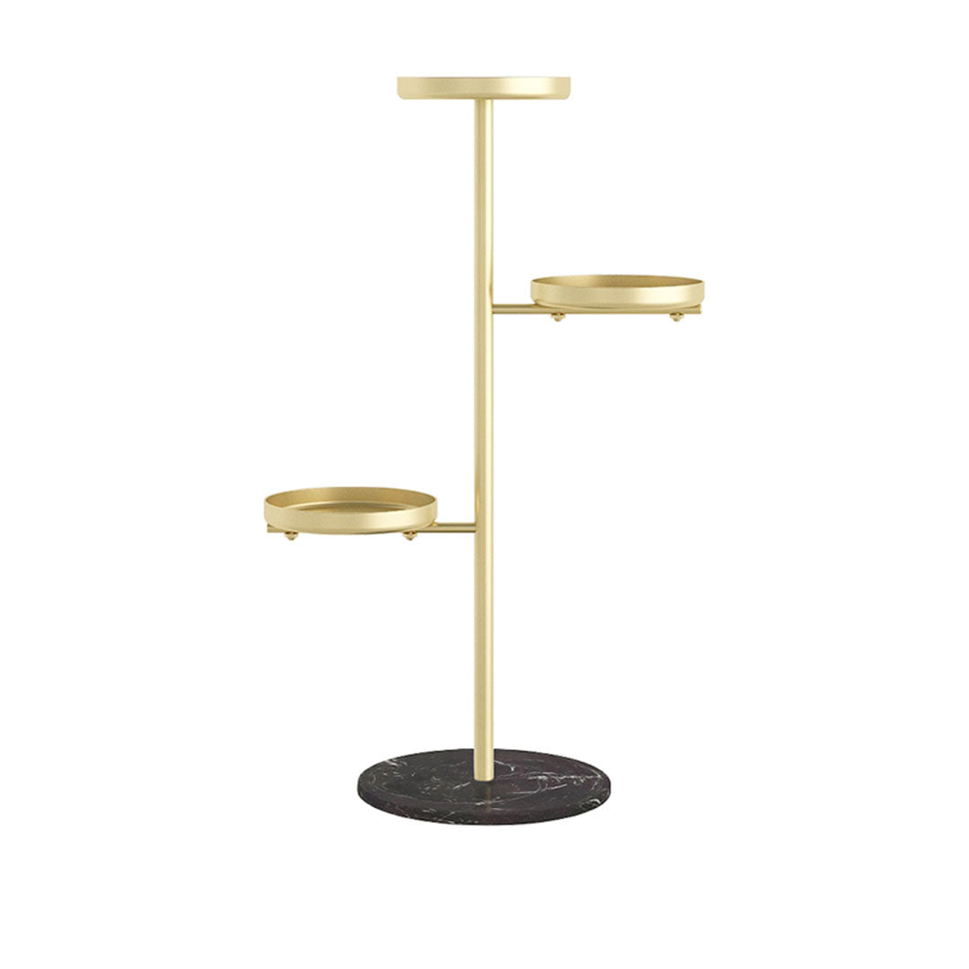 SOGA 3 Tier Gold Round Plant Stand Flowerpot Tray Display Living Room Balcony Metal Decorative Shelf-Indoor Pots, Planters and Plant Stands-PEROZ Accessories