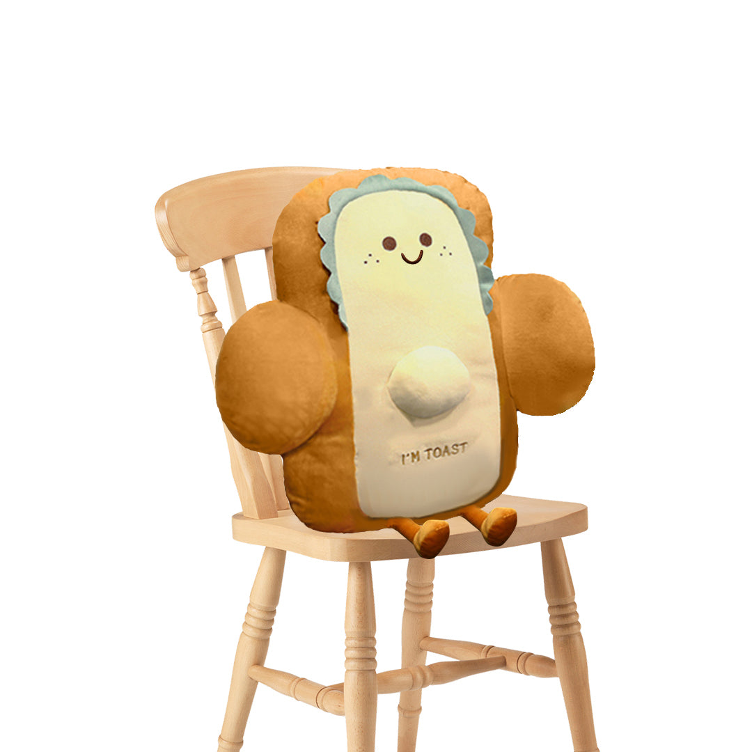 SOGA 58cm Cute Face Toast Bread Cushion Stuffed Car Seat Plush Cartoon Back Support Pillow Home Decor-Chair &amp; Sofa Cushions-PEROZ Accessories