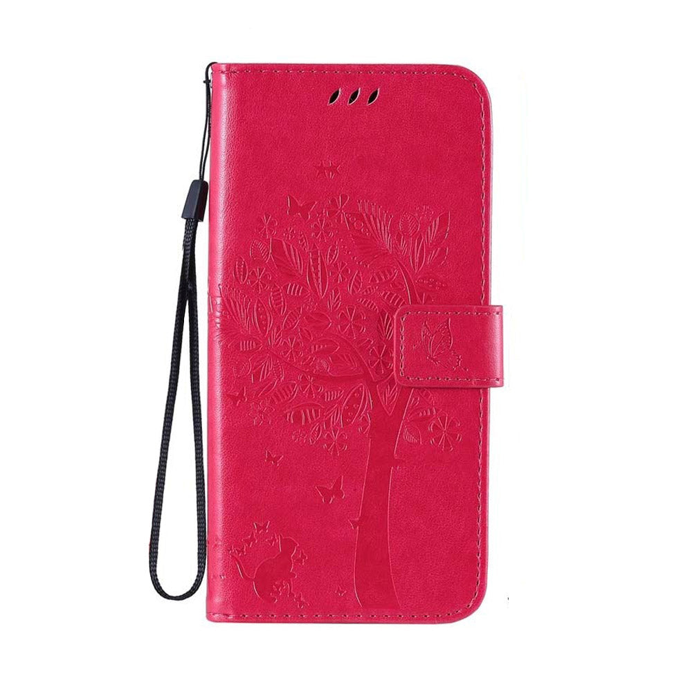 Anymob Samsung Case Red Tree Luxury Wallet Phone Flip Leather Cover With Card Slot Protection-Mobile Phone Cases-PEROZ Accessories
