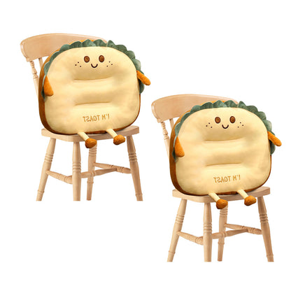 SOGA 2X Smiley Face Toast Bread Cushion Stuffed Car Seat Plush Cartoon Back Support Pillow Home Decor-Chair &amp; Sofa Cushions-PEROZ Accessories