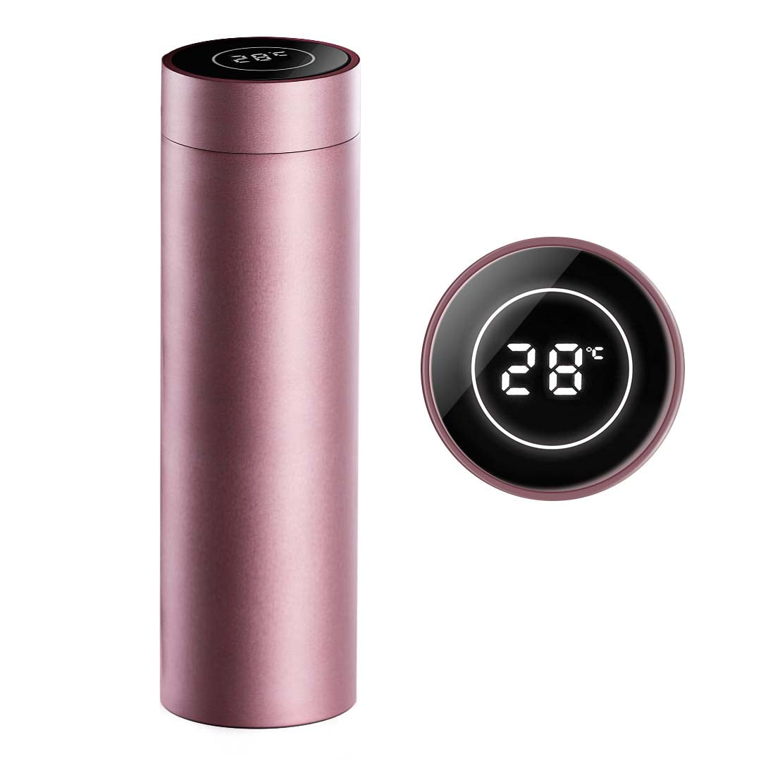 SOGA 500ML Stainless Steel Smart LCD Thermometer Display Bottle Vacuum Flask Thermos Rose Gold-Smart Bottles-PEROZ Accessories