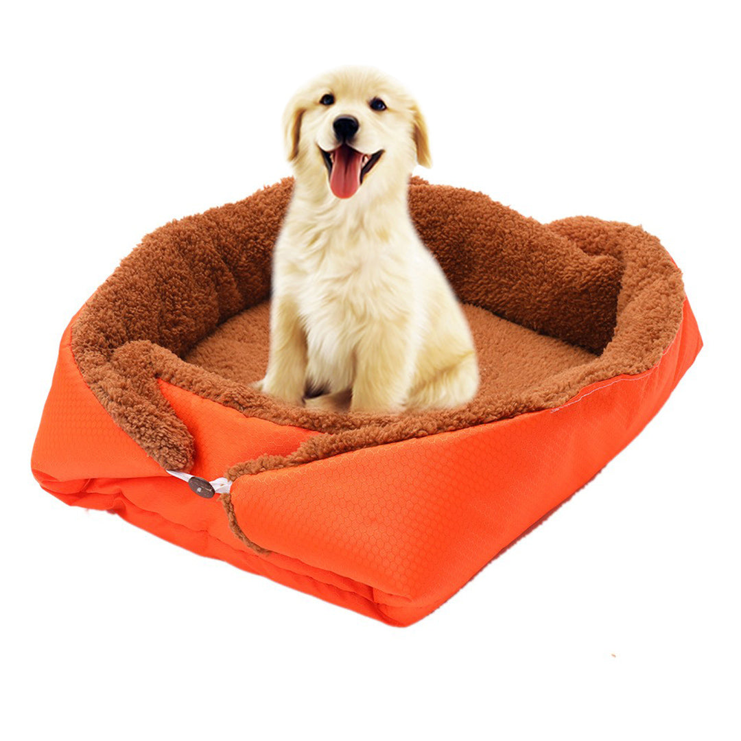 SOGA Orange Dual purpose Cushion Nest Cat Dog Bed Warm Plush Kennel Mat Pet Home Travel Essentials-Pet Carriers &amp; Travel Products-PEROZ Accessories