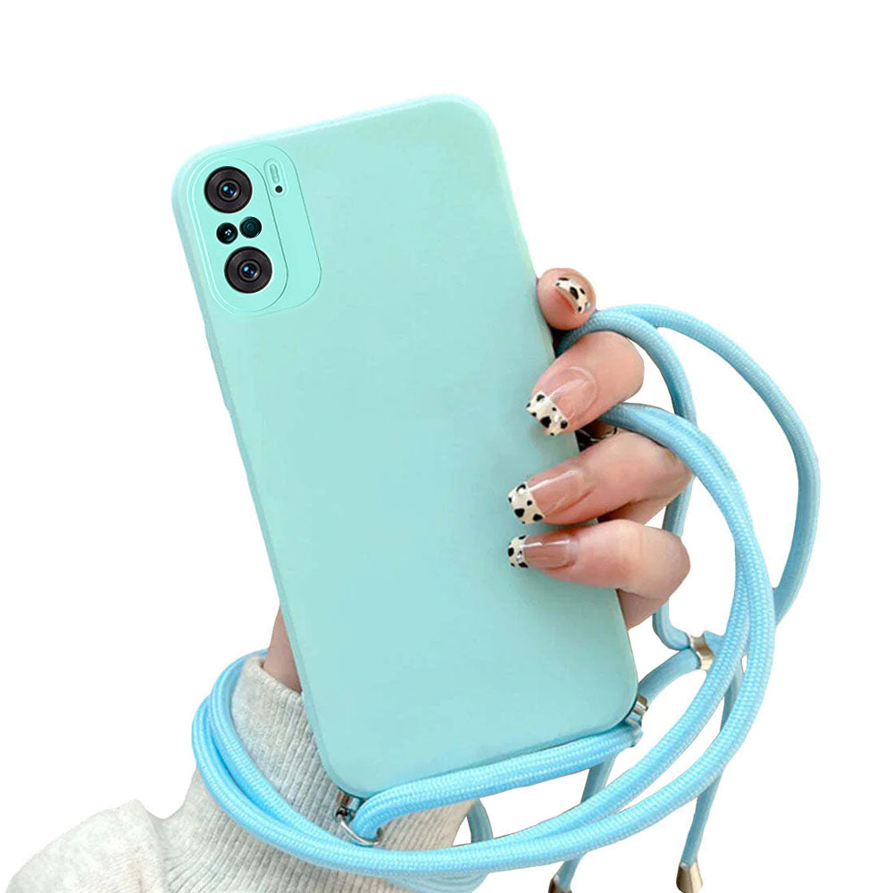 Anymob Xiaomi Phone Case Sky Blue Crossbody Lanyard Soft Silicon For Mi 11T Pro 11 Lite Redmi Note 10 9 Pro Max 10S 9T Mi POCO X3 Compatible-Mobile Phone Cases-PEROZ Accessories