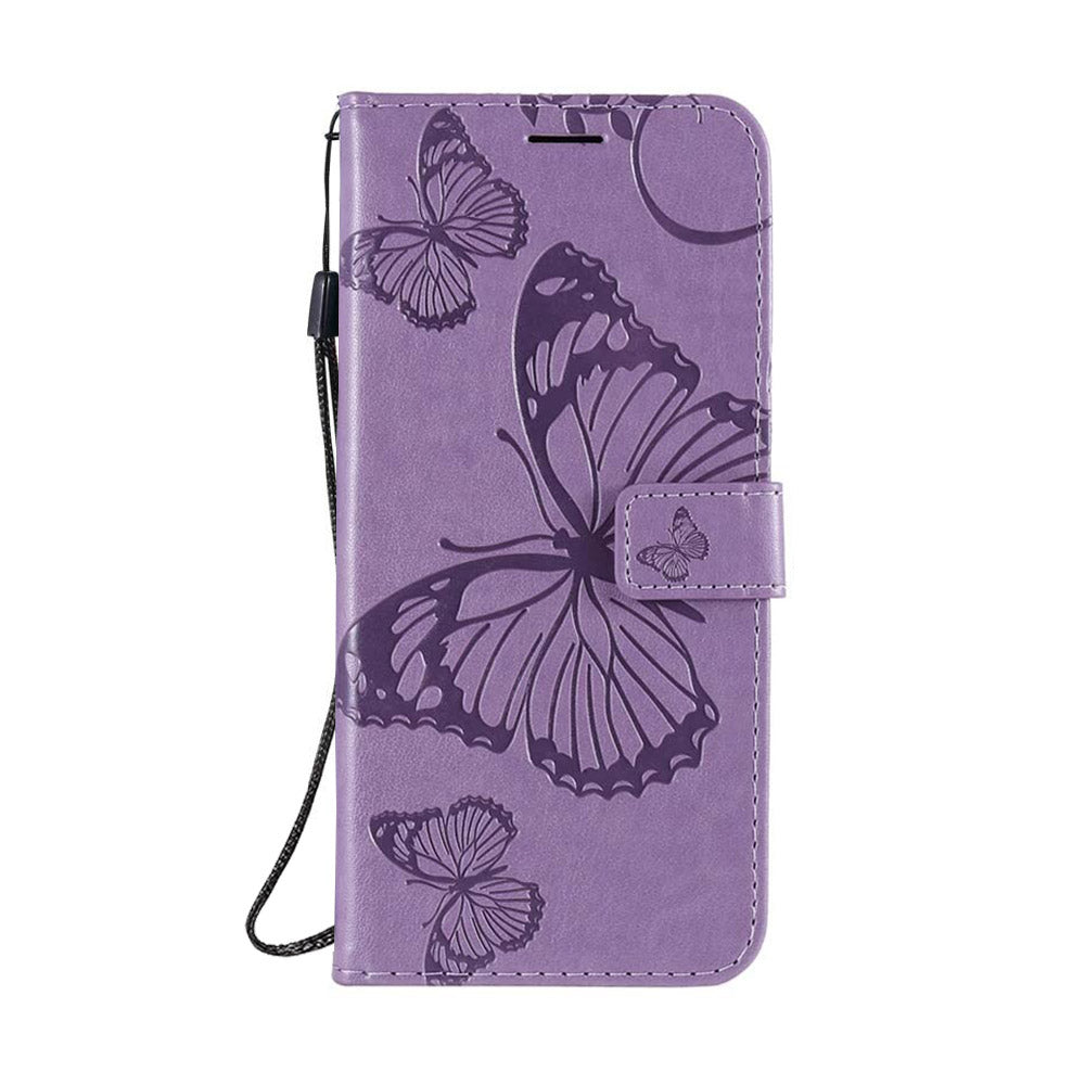 Anymob Samsung Case Purple Butterfly Luxury Wallet Phone Flip Leather Cover With Card Slot Protection-Mobile Phone Cases-PEROZ Accessories