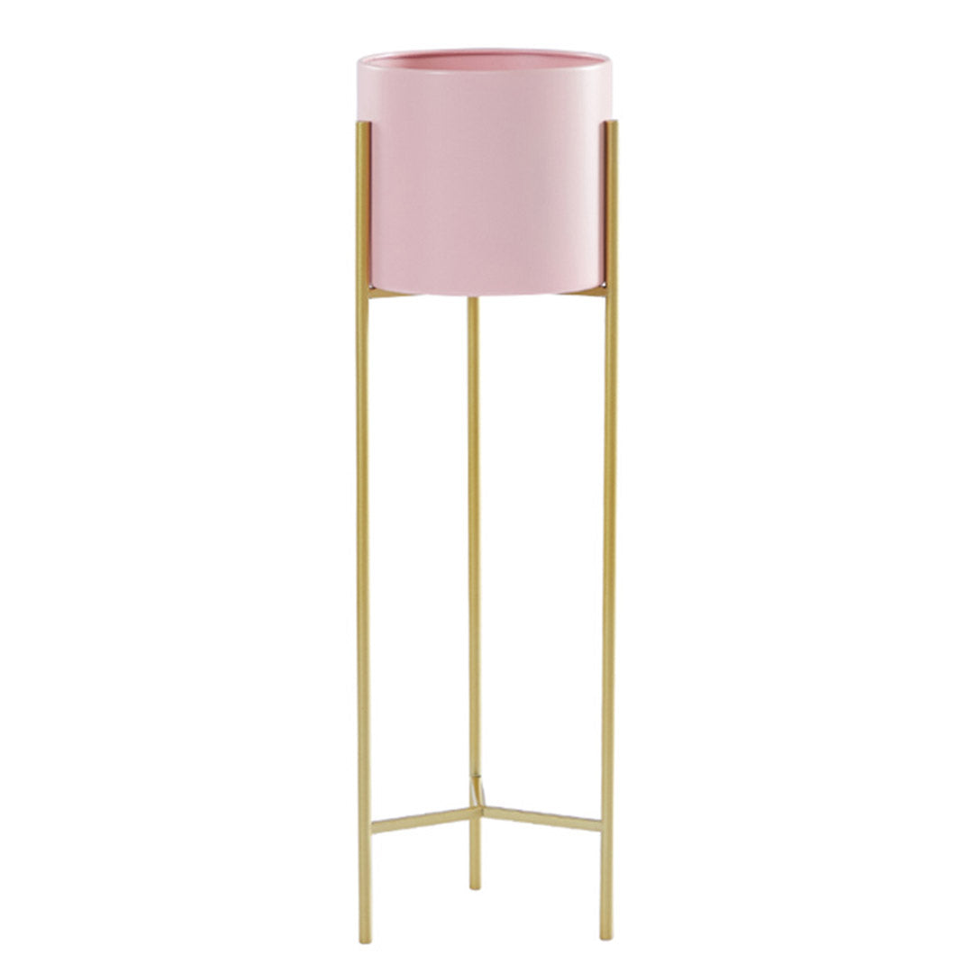 SOGA 2 Layer 60cm Gold Metal Plant Stand with Pink Flower Pot Holder Corner Shelving Rack Indoor Display-Indoor Pots, Planters and Plant Stands-PEROZ Accessories