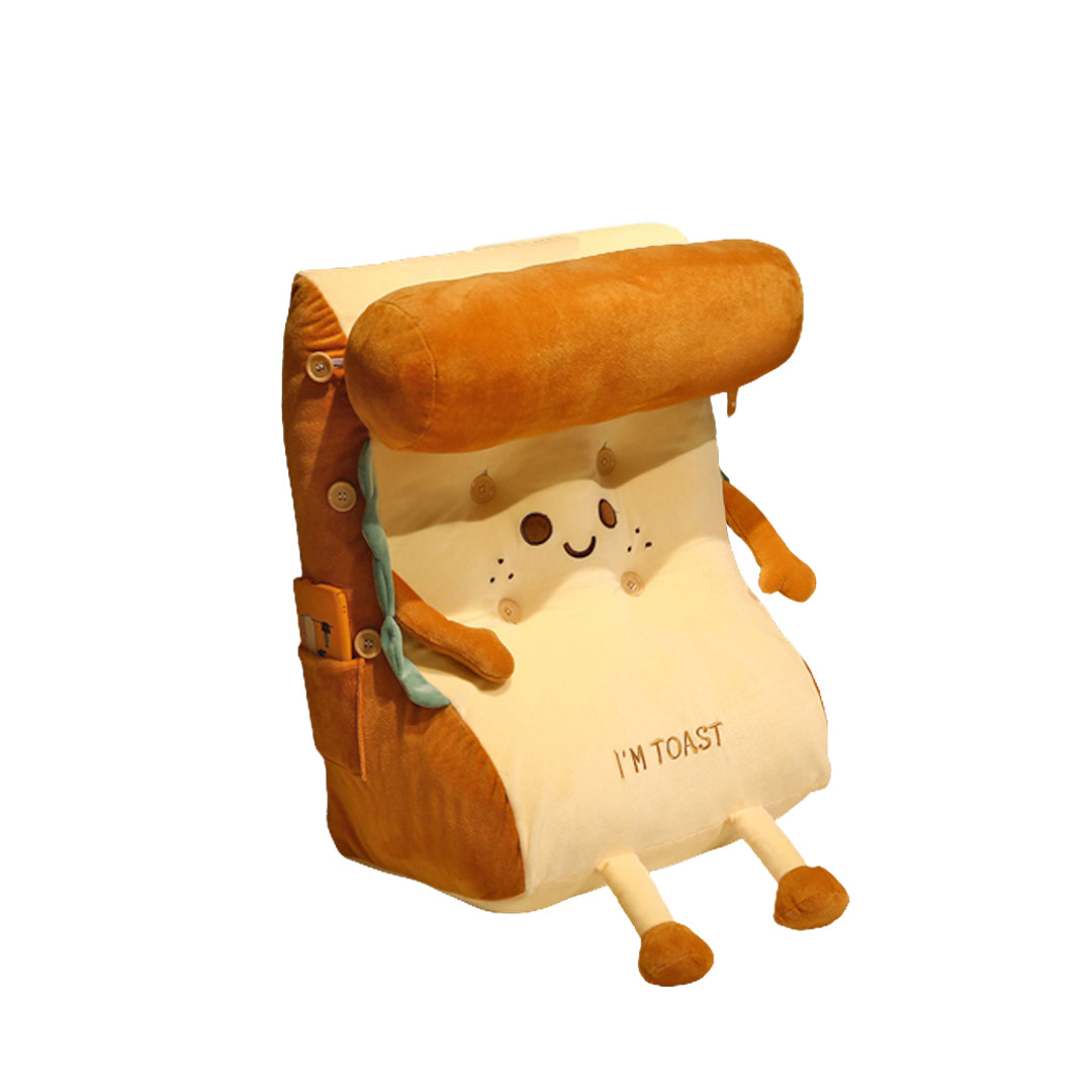 SOGA Smiley Face Toast Bread Wedge Cushion Stuffed Plush Cartoon Back Support Pillow Home Decor-PEROZ Accessories