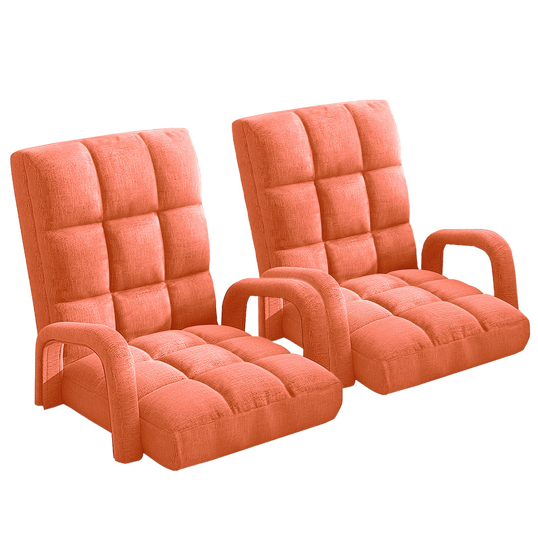SOGA 2X Foldable Lounge Cushion Adjustable Floor Lazy Recliner Chair with Armrest Orange-Recliner Chair-PEROZ Accessories