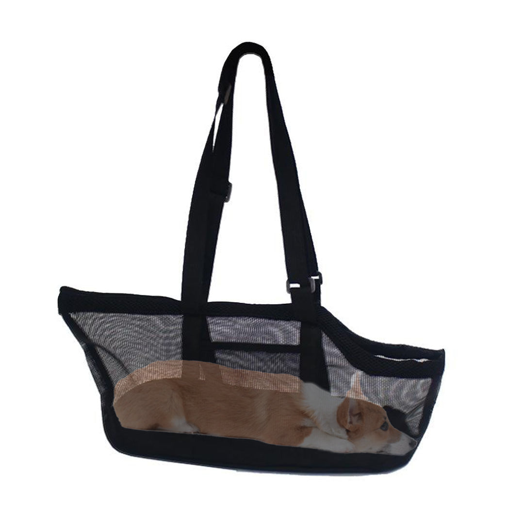 SOGA Black Pet Carrier Bag Breathable Net Mesh Tote Pouch Dog Cat Travel Essentials-Pet Carriers &amp; Travel Products-PEROZ Accessories