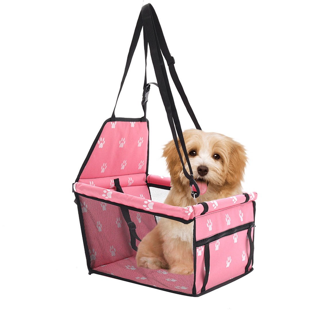 SOGA Waterproof Pet Booster Car Seat Breathable Mesh Safety Travel Portable Dog Carrier Bag Pink-Pet Carriers &amp; Travel Products-PEROZ Accessories