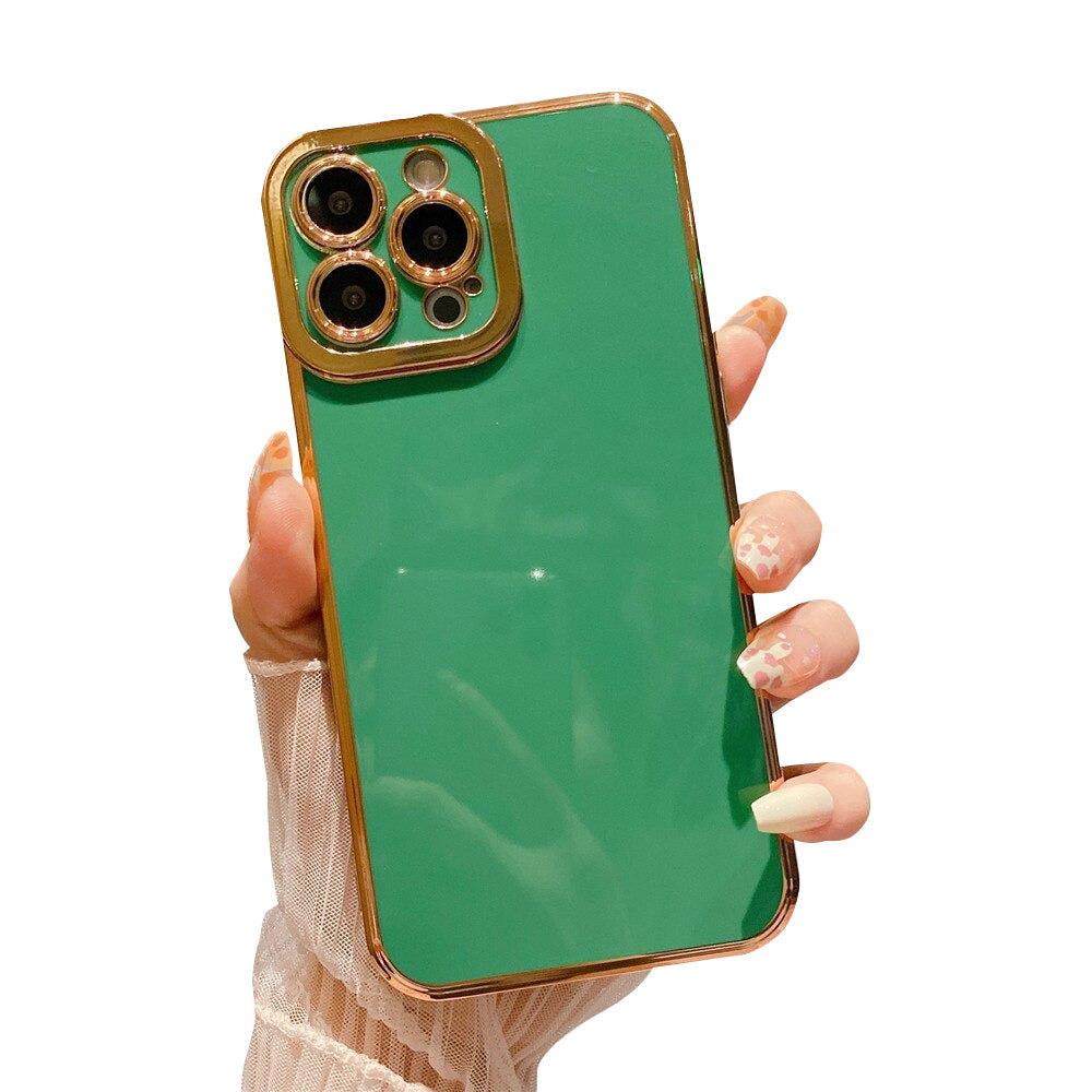 Anymob iPhone Case Green Camera Protection Shell Bumper Mobile Cover iPhone 12 11 13 Pro Max XR XS Max X 7 8 Plus SE 2020 12 13Pro Compatible-Mobile Phone Cases-PEROZ Accessories