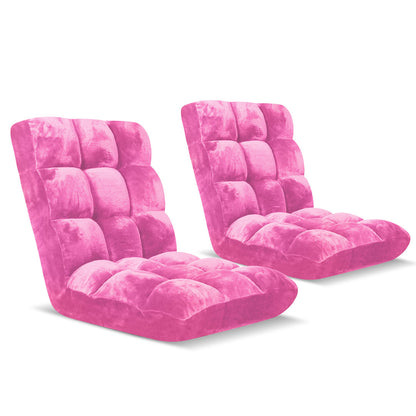SOGA 2X Floor Recliner Folding Lounge Sofa Futon Couch Folding Chair Cushion Light Pink-Recliner Chair-PEROZ Accessories
