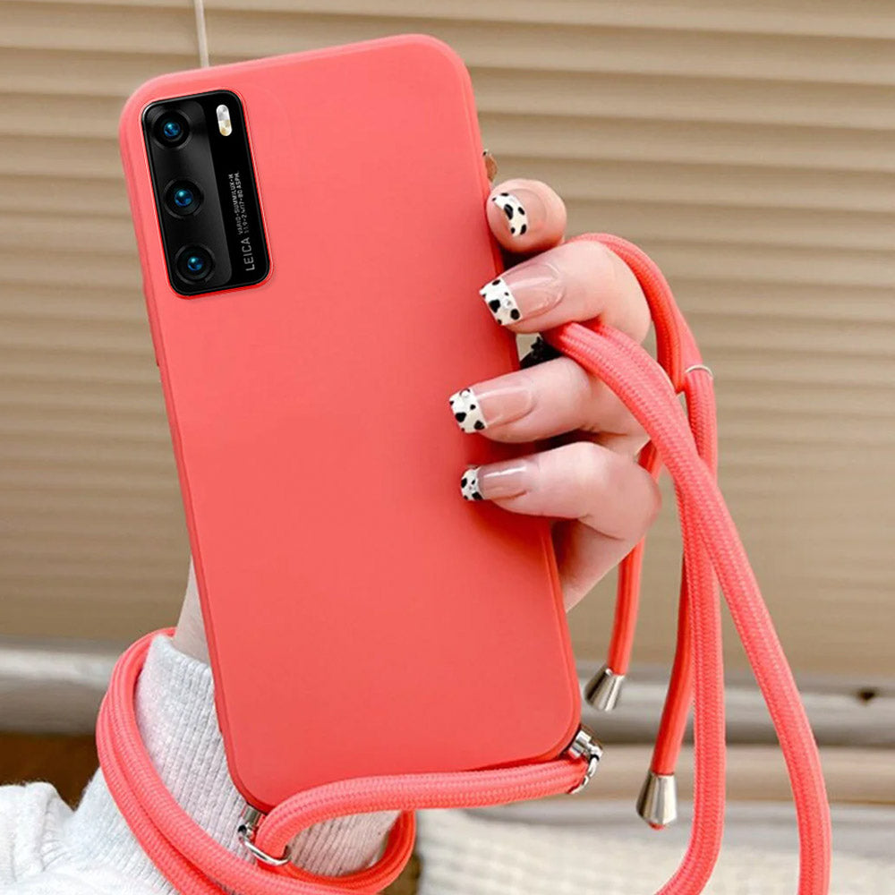 Anymob Huawei Phone Case Red Necklace Crossbody Cord Rope Silicone For P30 P40 Lite P50 P20 Pro Mate 20 30 P Smart 2021-Mobile Phone Cases-PEROZ Accessories