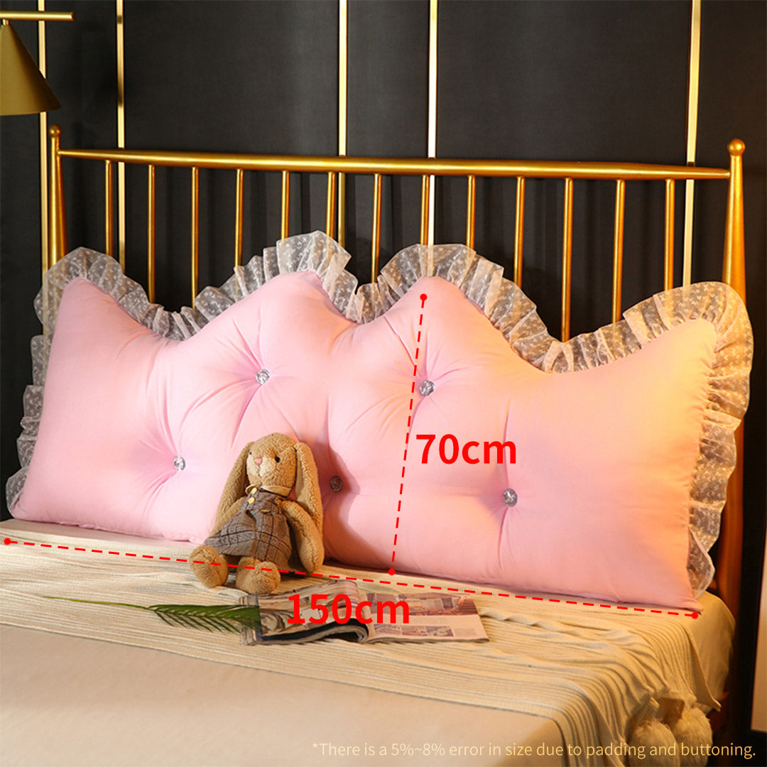 SOGA 150cm Pink Princess Bed Pillow Headboard Backrest Bedside Tatami Sofa Cushion with Ruffle Lace Home Decor-Headboard Pillow-PEROZ Accessories