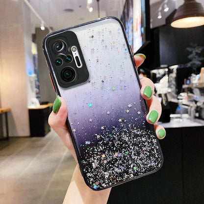 Anymob Xiaomi Phone Case Black Gradient Sequins Glitter Silicone Mobile Cover- Note 10 9 8 Pro 10S 9A 9C 9T Mi 11 Lite Poco X3 F3 M3-Mobile Phone Cases-PEROZ Accessories