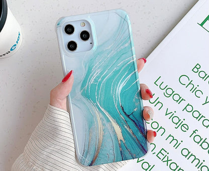 Anymob iPhone Case Terrain Marble Oil Painting Pattern Soft Silicone Back Cover for Apple iPhone 11 Pro Max 7 8 Plus XS XR SE 2020 12 Mini-Mobile Phone Cases-PEROZ Accessories