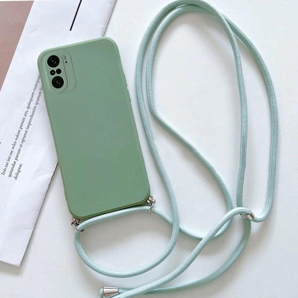 Anymob Xiaomi Phone Case Green Crossbody Lanyard Soft Silicon For Mi 11T Pro 11 Lite Redmi Note 10 9 Pro Max 10S 9T Mi POCO X3 Compatible-Mobile Phone Cases-PEROZ Accessories