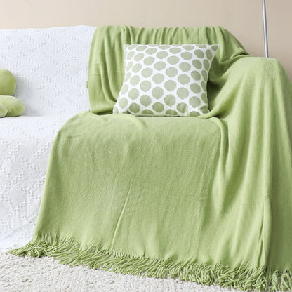 SOGA 2X Green Acrylic Knitted Throw Blanket Solid Fringed Warm Cozy Woven Cover Couch Bed Sofa Home Decor-Throw Blankets-PEROZ Accessories