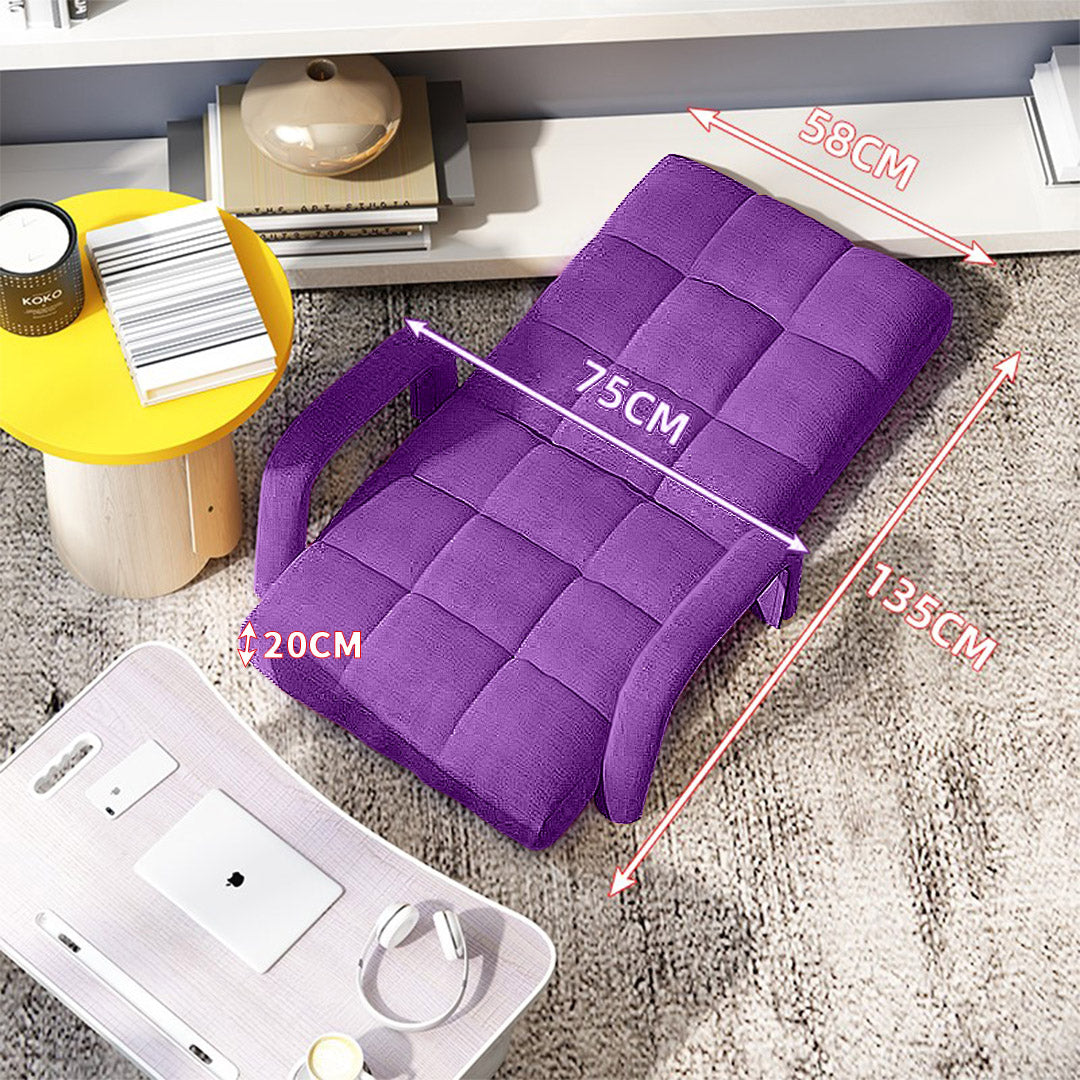 SOGA 2X Foldable Lounge Cushion Adjustable Floor Lazy Recliner Chair with Armrest Purple-PEROZ Accessories