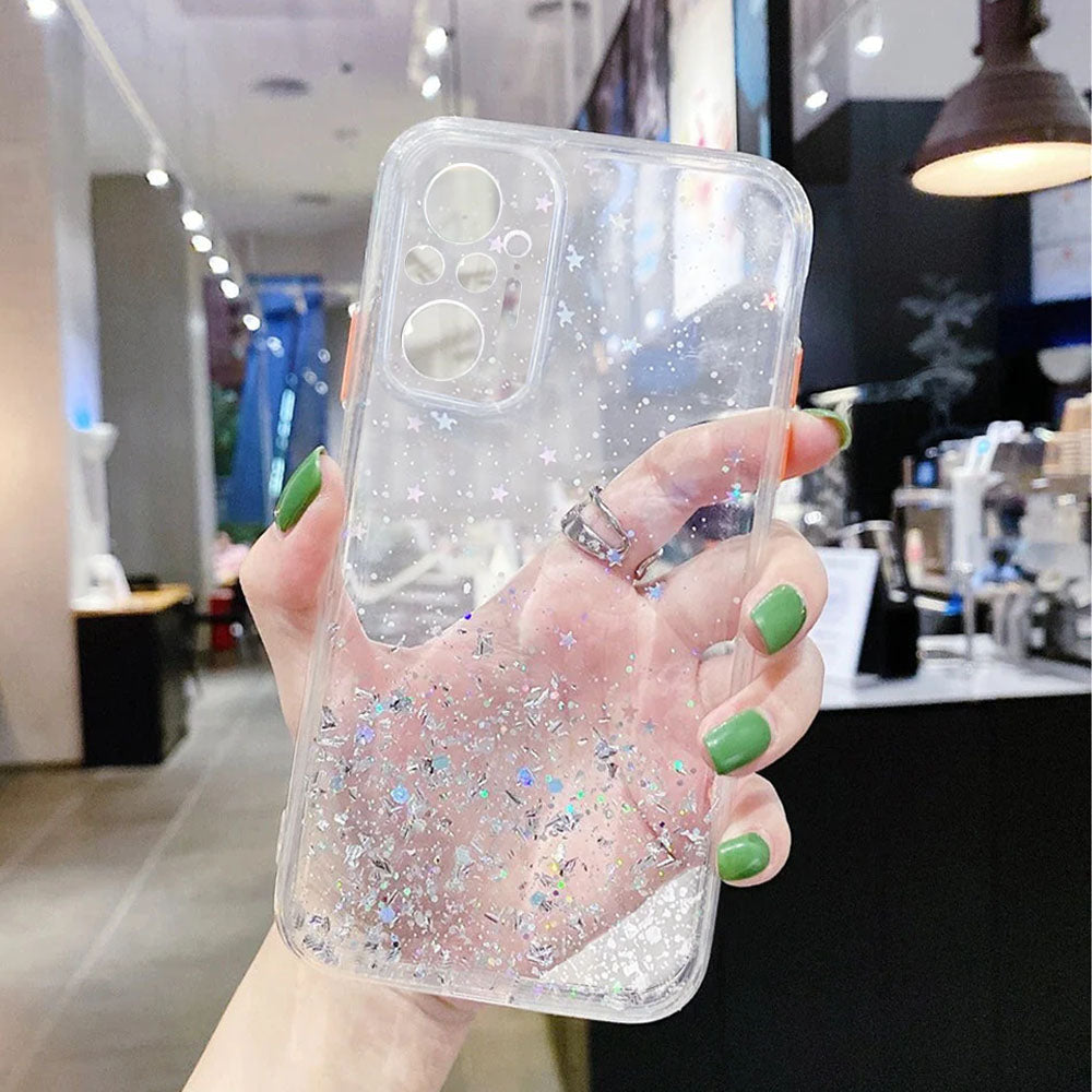 Anymob Xiaomi Phone Case Clear Gradient Sequins Glitter Silicone Mobile Cover- Note 10 9 8 Pro 10S 9A 9C 9T Mi 11 Lite Poco X3 F3 M3-Mobile Phone Cases-PEROZ Accessories