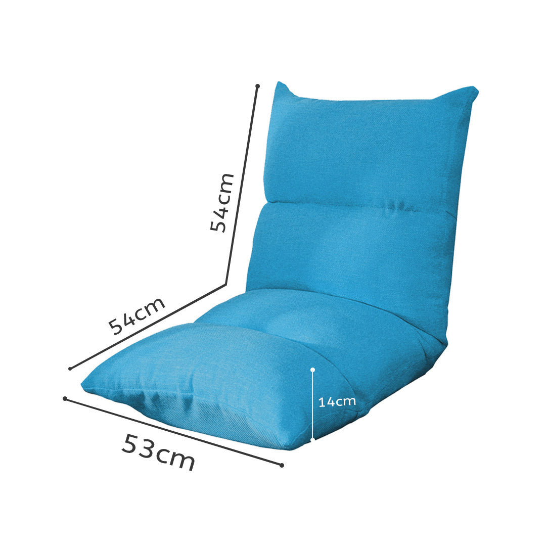 SOGA 2X Lounge Floor Recliner Adjustable Lazy Sofa Bed Folding Game Chair Blue-Recliner Chair-PEROZ Accessories