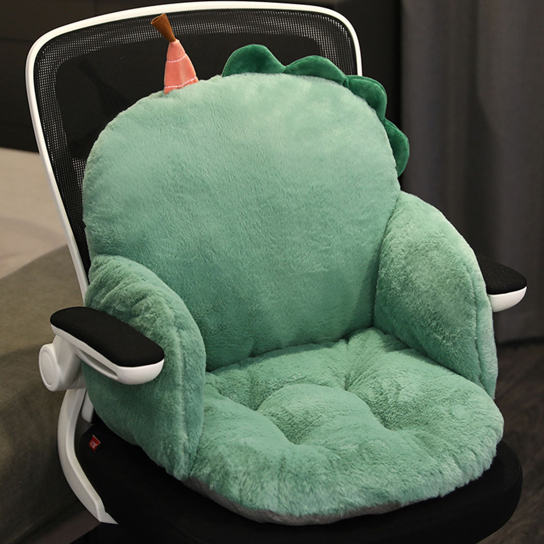 SOGA 2X Green Dino Shape Cushion Soft Leaning Bedside Pad Sedentary Plushie Pillow Home Decor-Chair & Sofa Cushions-PEROZ Accessories