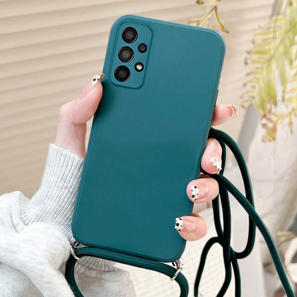 Anymob Samsung Phone Case Dark Green Crossbody Necklace Lanyard- A50 51 71 32 325F 326B 24 52 52S 72 10S 20S 30S 21S 13 33 53 73-Mobile Phone Cases-PEROZ Accessories