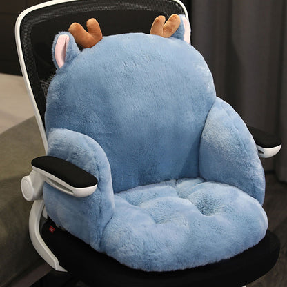 SOGA Blue Deer Shape Cushion Soft Leaning Bedside Pad Sedentary Plushie Pillow Home Decor-Chair &amp; Sofa Cushions-PEROZ Accessories