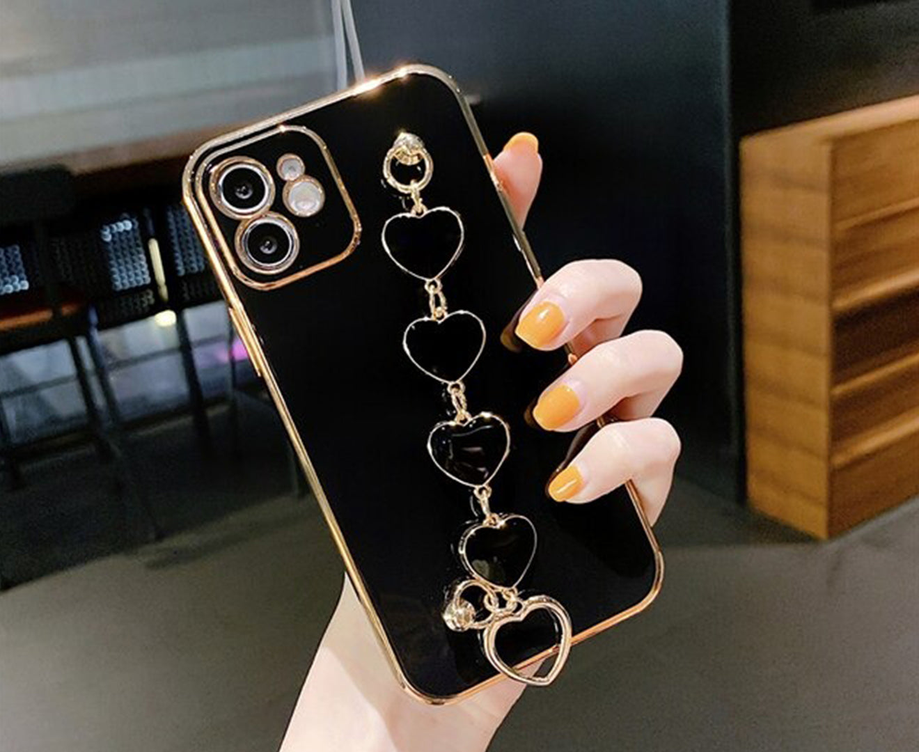Anymob iPhone Case Black Heart Bracelet Colorful Electroplating Silicone Mobile Cover iPhone 13 11 12 Pro Max X XR XS Max Compatible-Mobile Phone Cases-PEROZ Accessories