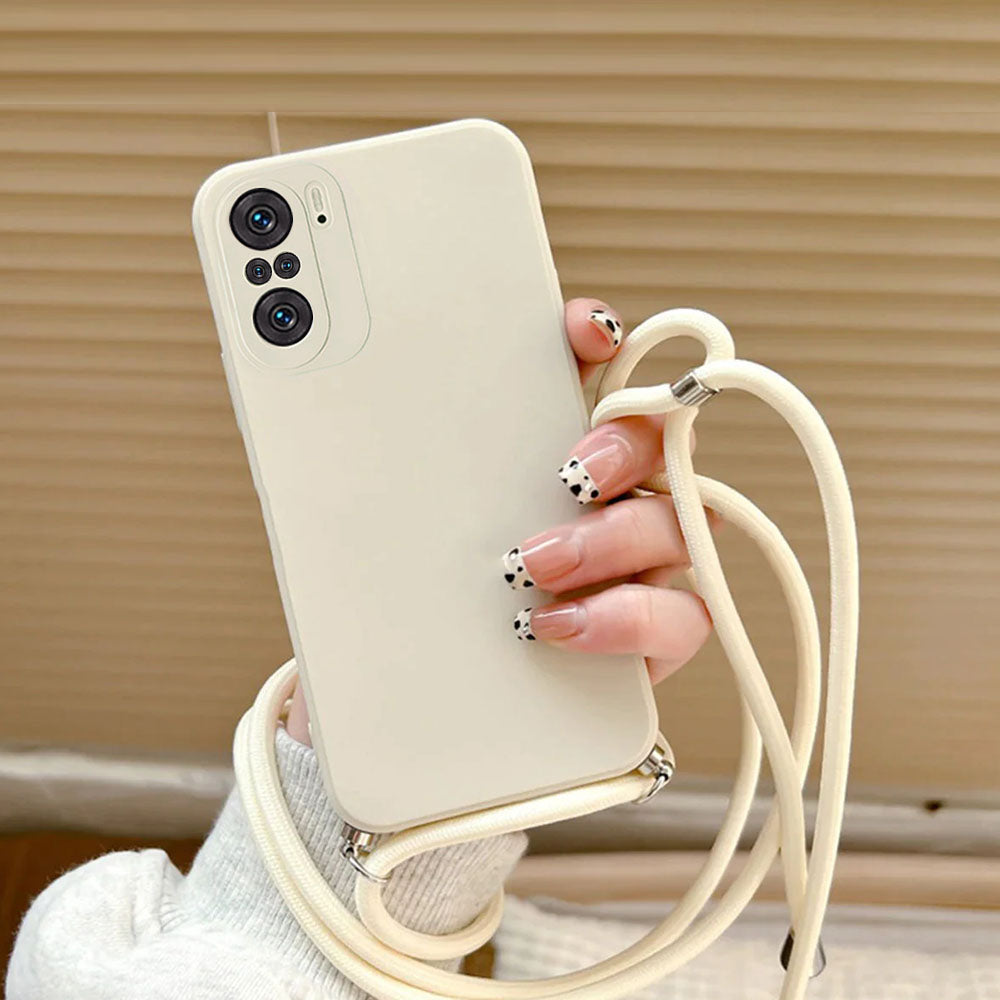 Anymob Xiaomi Phone Case Beige Crossbody Lanyard Soft Silicone For Mi 11T Pro 11 Lite Redmi Note 10 9 Pro Max 10S 9T Mi POCO X3 Compatible-Mobile Phone Cases-PEROZ Accessories