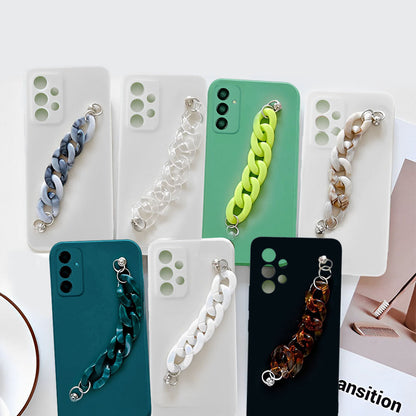 Anymob Samsung Mobile White Marble Bracelet Phone Case in Luxurious Case Design For S10 S20 S21 S22 Plus Ultra FE Note With Wrist Strap Silicone Cover-Mobile Phone Cases-PEROZ Accessories