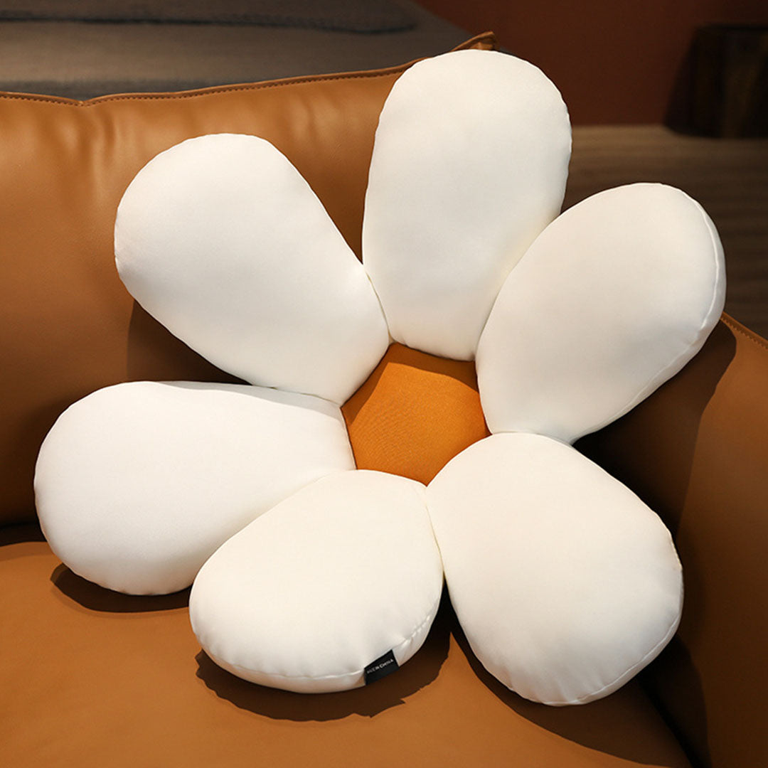 SOGA White Daisy Flower Shape Cushion Soft Leaning Bedside Pad Floor Plush Pillow Home Decor-Chair & Sofa Cushions-PEROZ Accessories