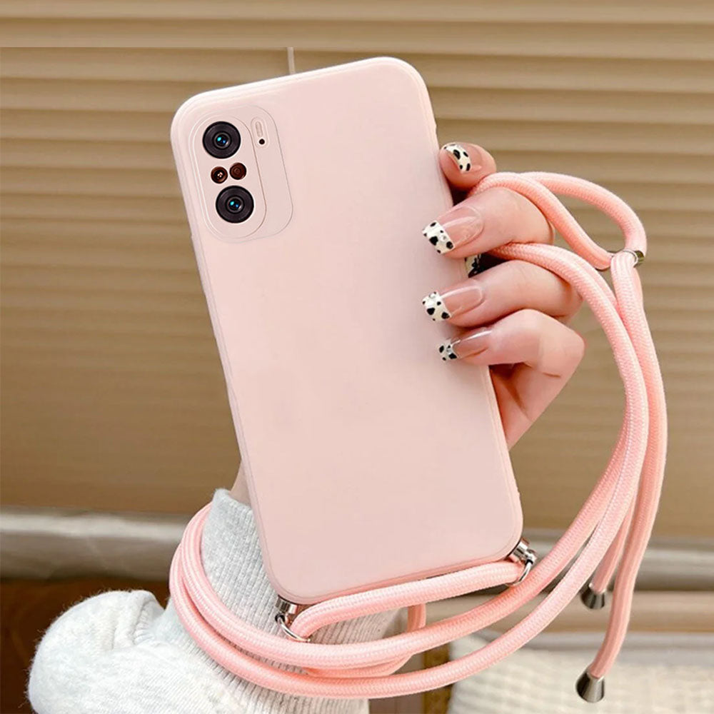 Anymob Xiaomi Phone Case Pink Crossbody Lanyard Soft Silicon For Mi 11T Pro 11 Lite Redmi Note 10 9 Pro Max 10S 9T Mi POCO X3 Compatible-Mobile Phone Cases-PEROZ Accessories